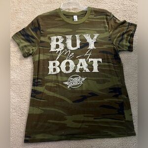 CHRIS JANSON WOMENS CAMO BUY ME A BOAT TEE SHIRT SZ M